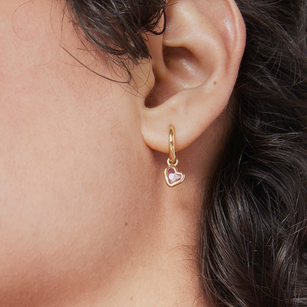 Silver vermeil Gregal pink heart hoop earrings