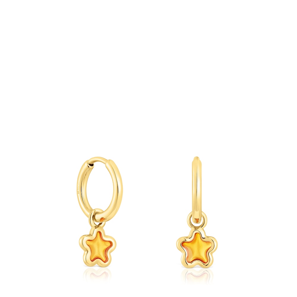 Silver vermeil Gregal orange flower hoop earrings