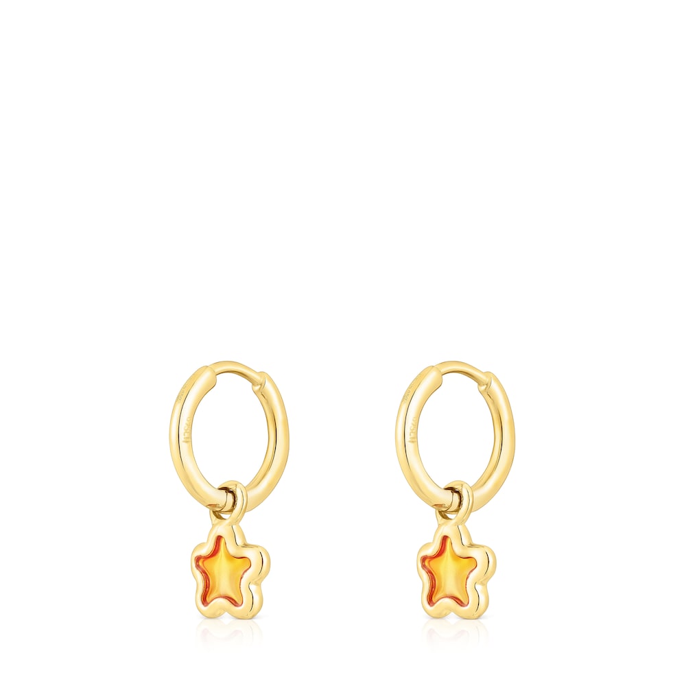 Silver vermeil Gregal orange flower hoop earrings