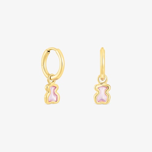 Silver vermeil Gregal pink bear hoop earrings