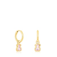 Silver vermeil Gregal pink bear hoop earrings
