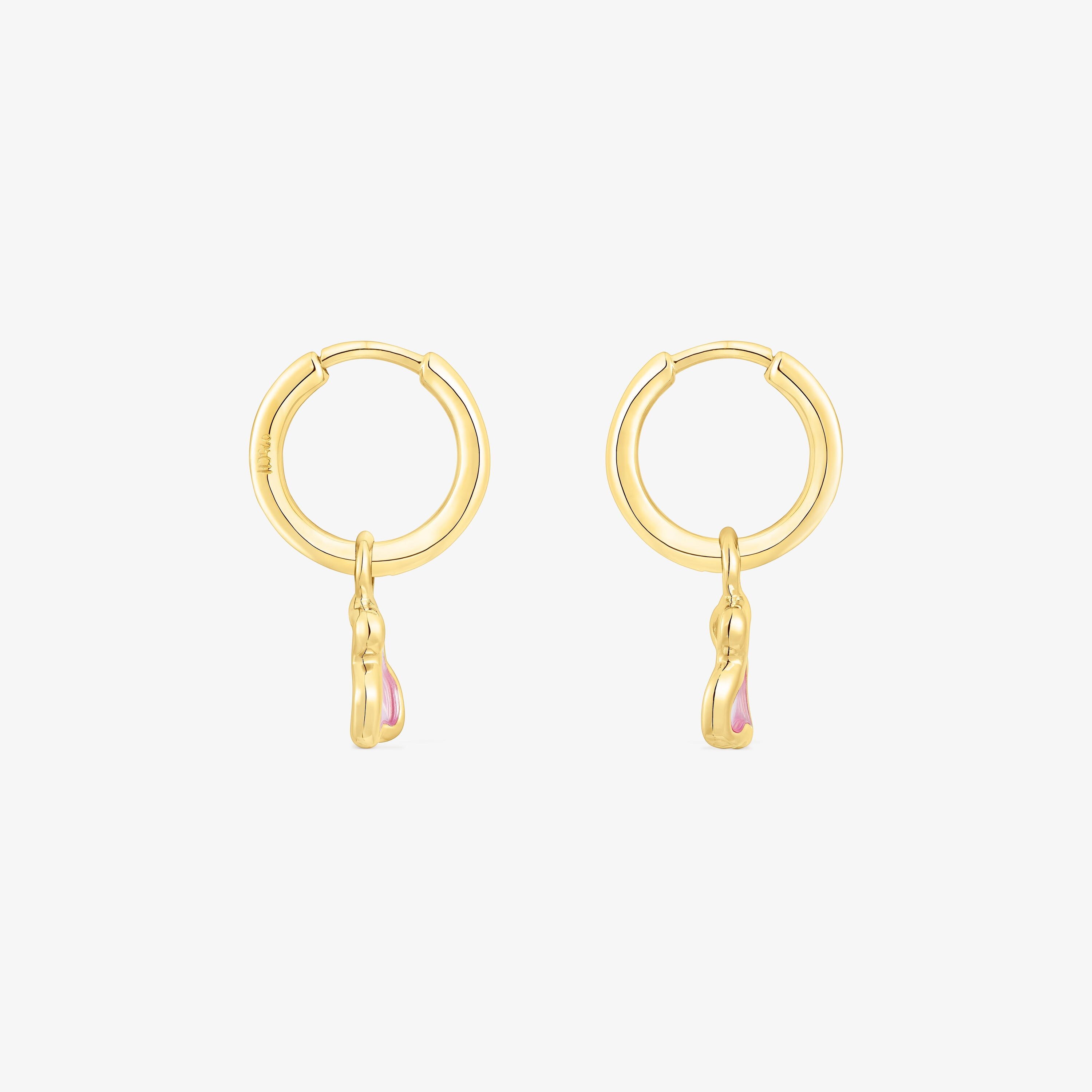 Silver vermeil Gregal pink bear hoop earrings