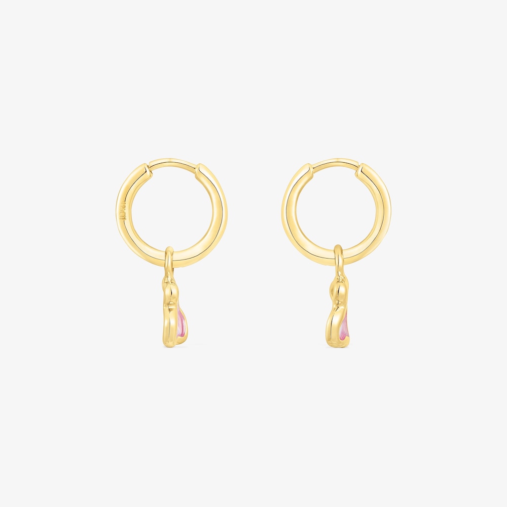 Silver vermeil Gregal pink bear hoop earrings