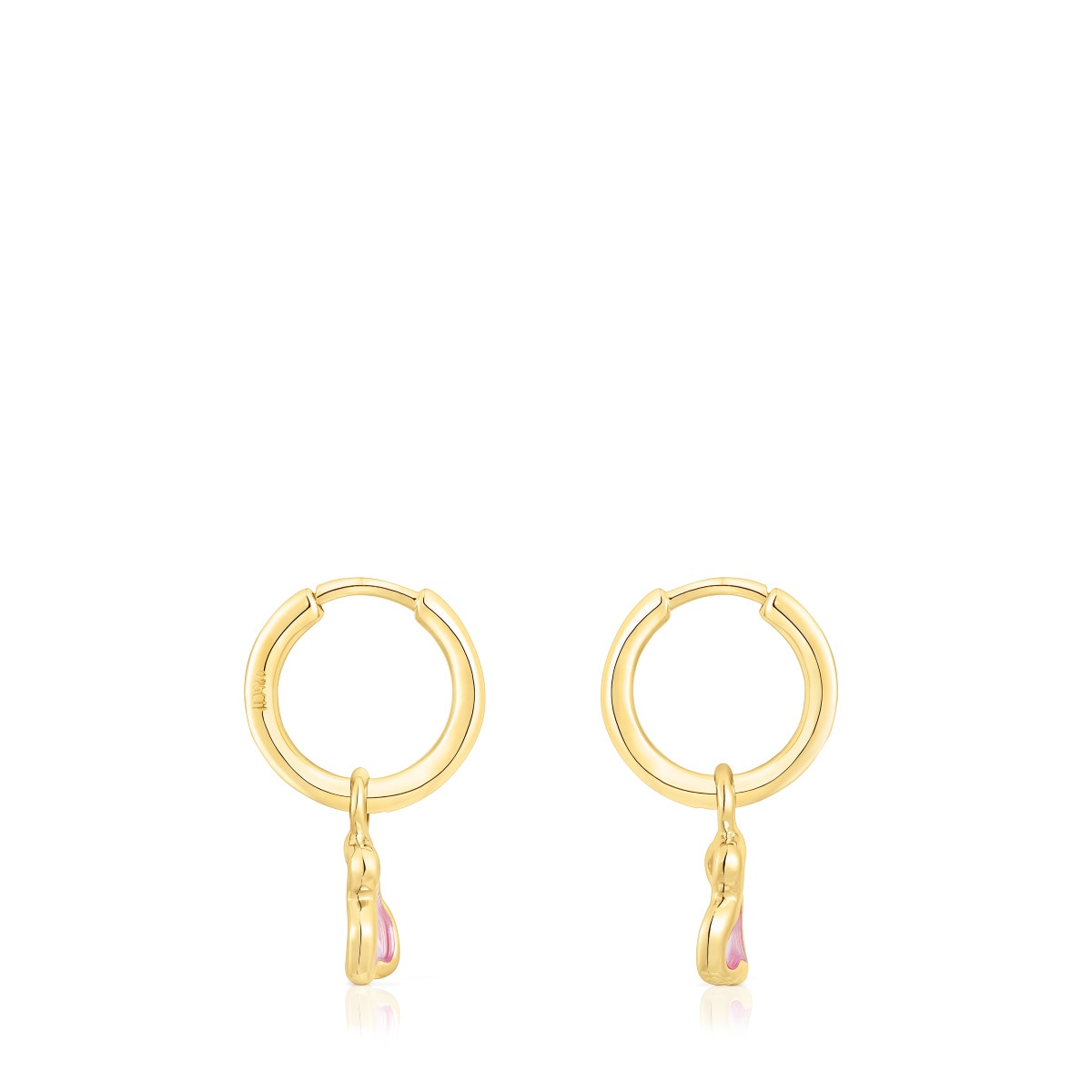 Pendientes aro con baño de oro 18 kt sobre plata oso rosa Gregal