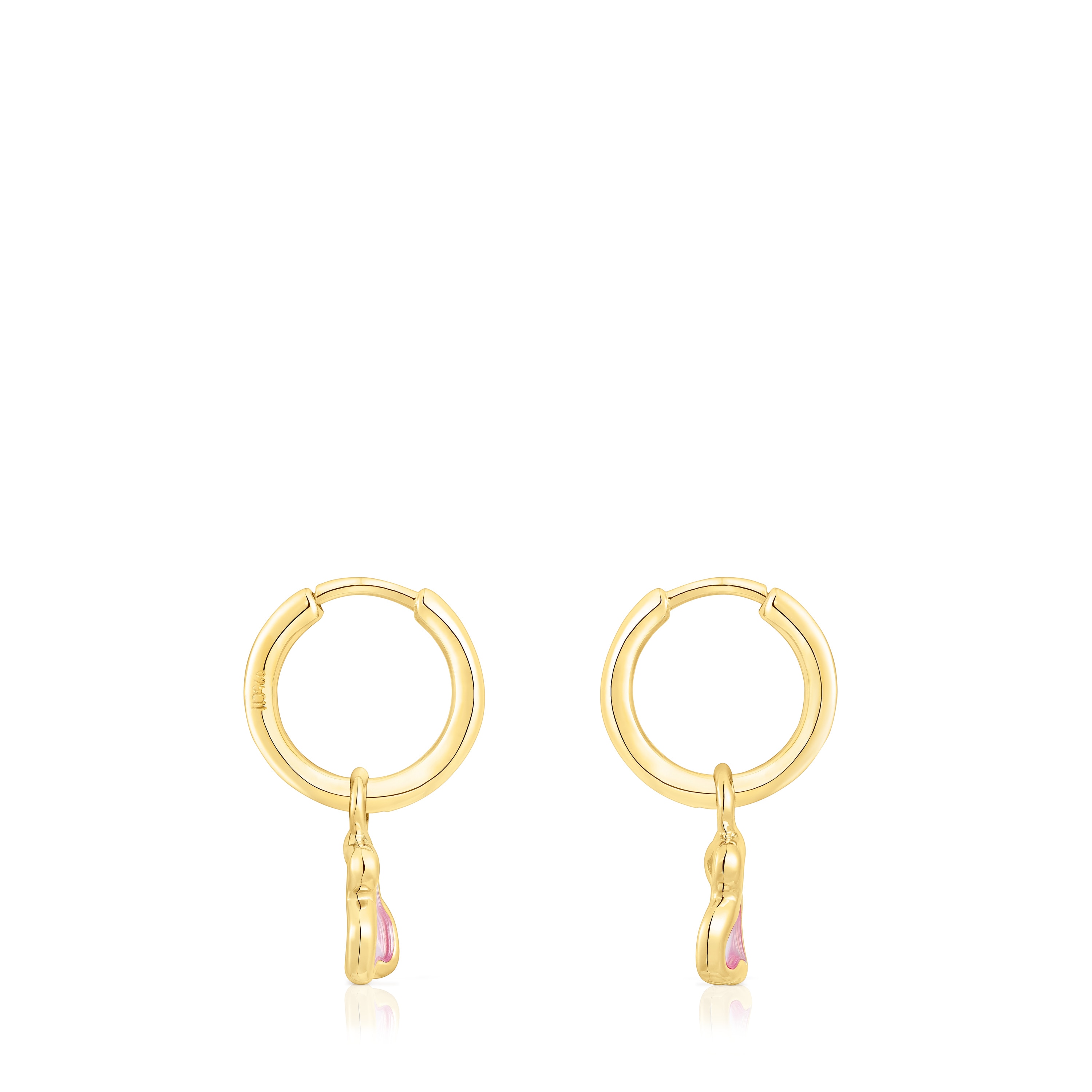 Silver vermeil Gregal pink bear hoop earrings