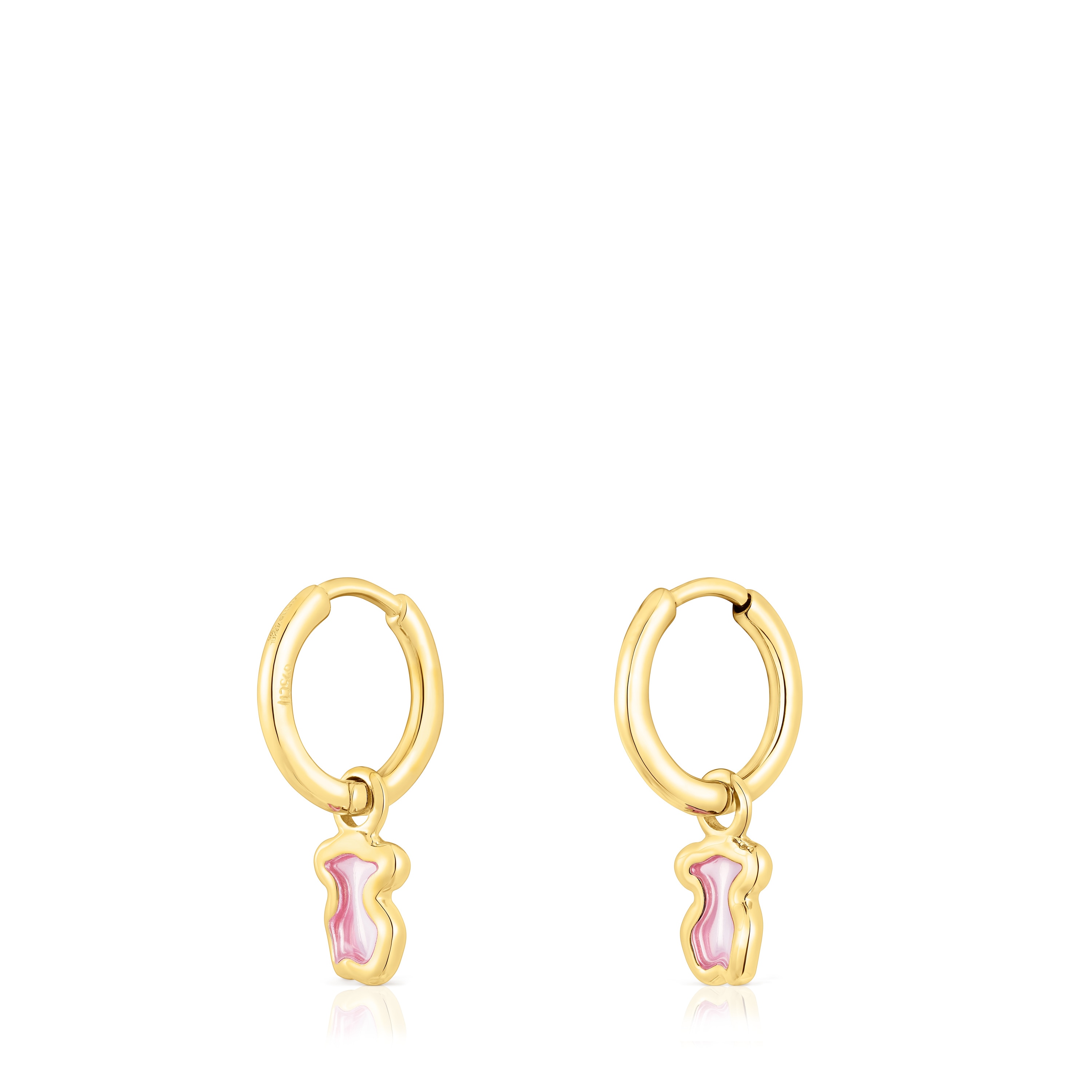 Silver vermeil Gregal pink bear hoop earrings