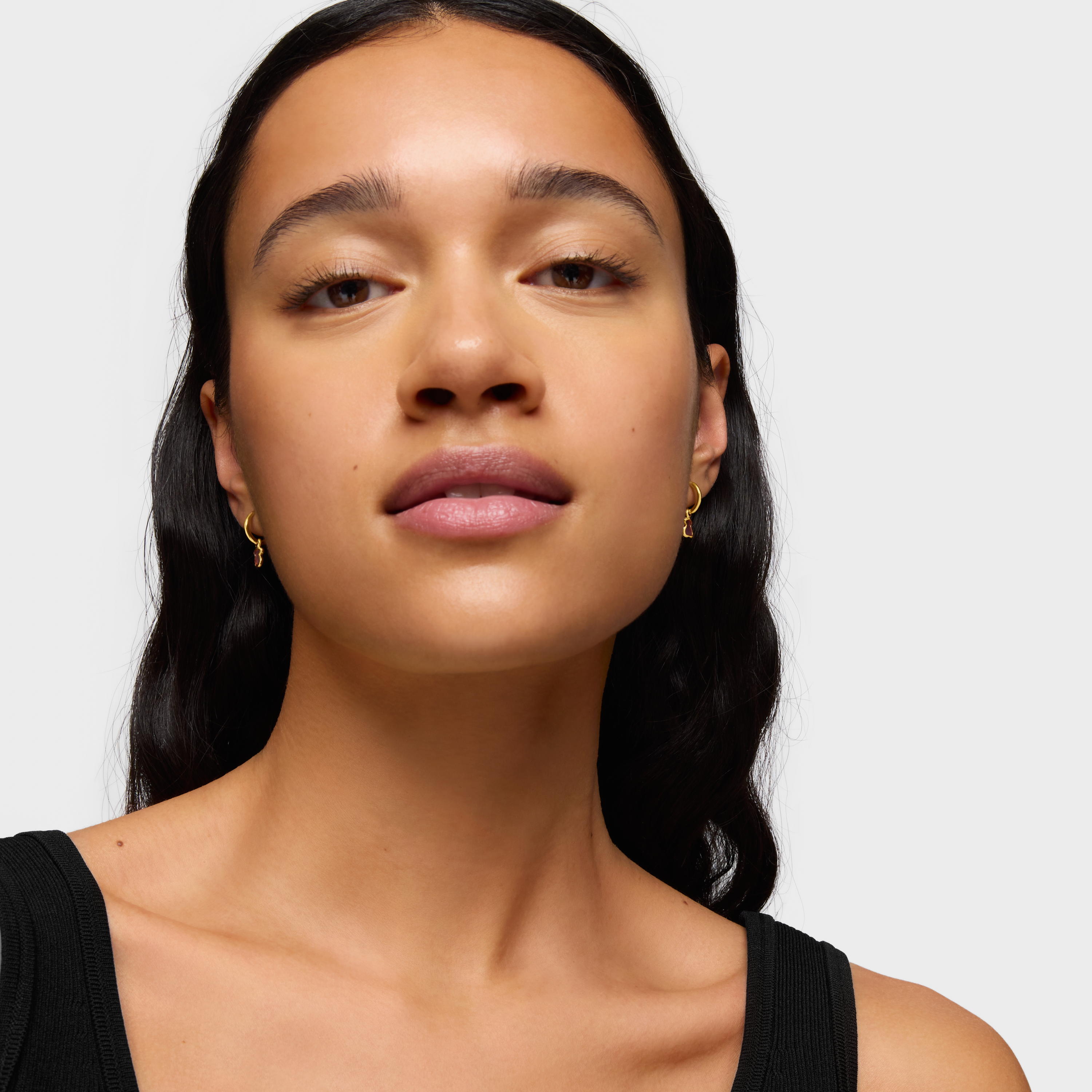 Silver vermeil Gregal pink bear hoop earrings