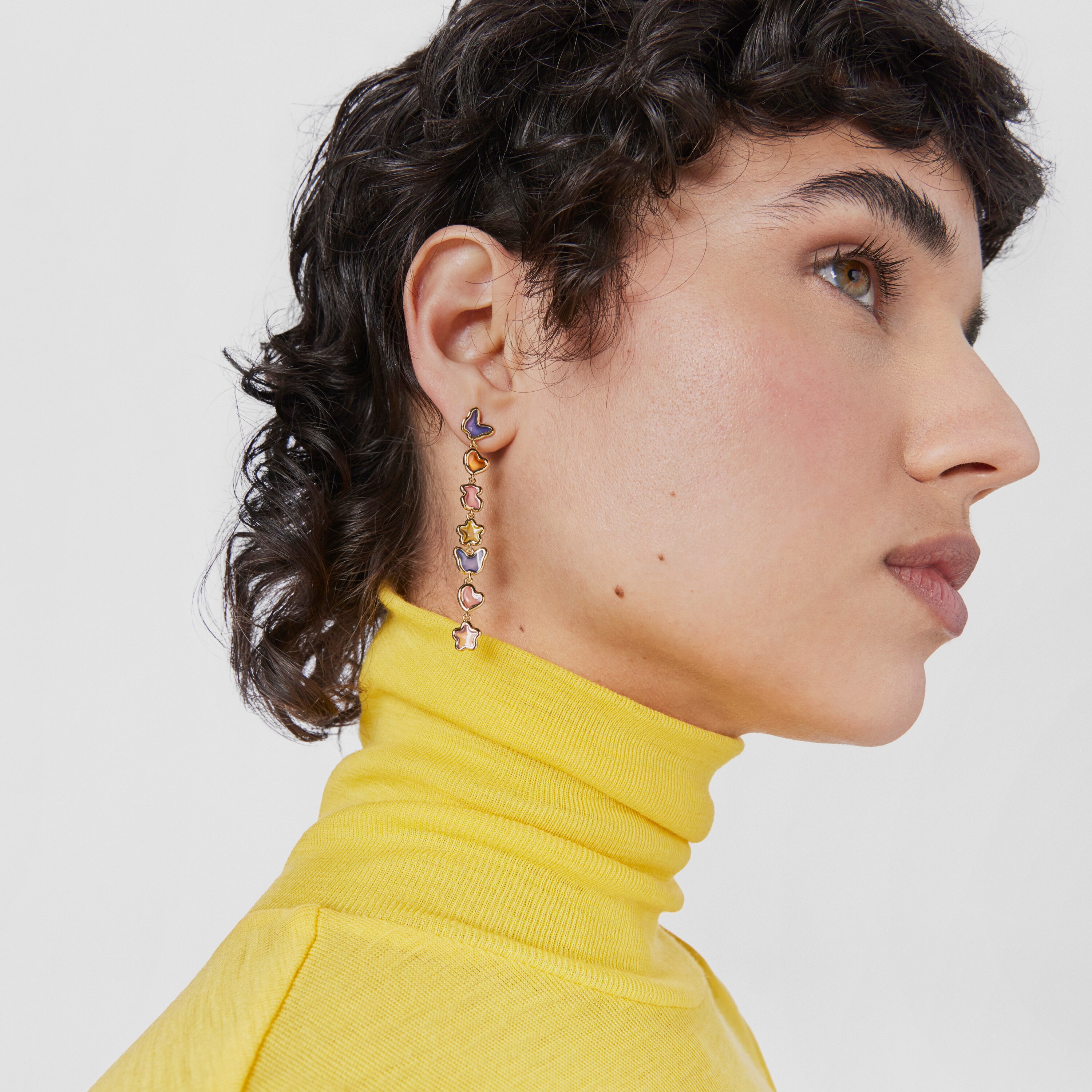 Large silver vermeil Gregal loose earring with motifs