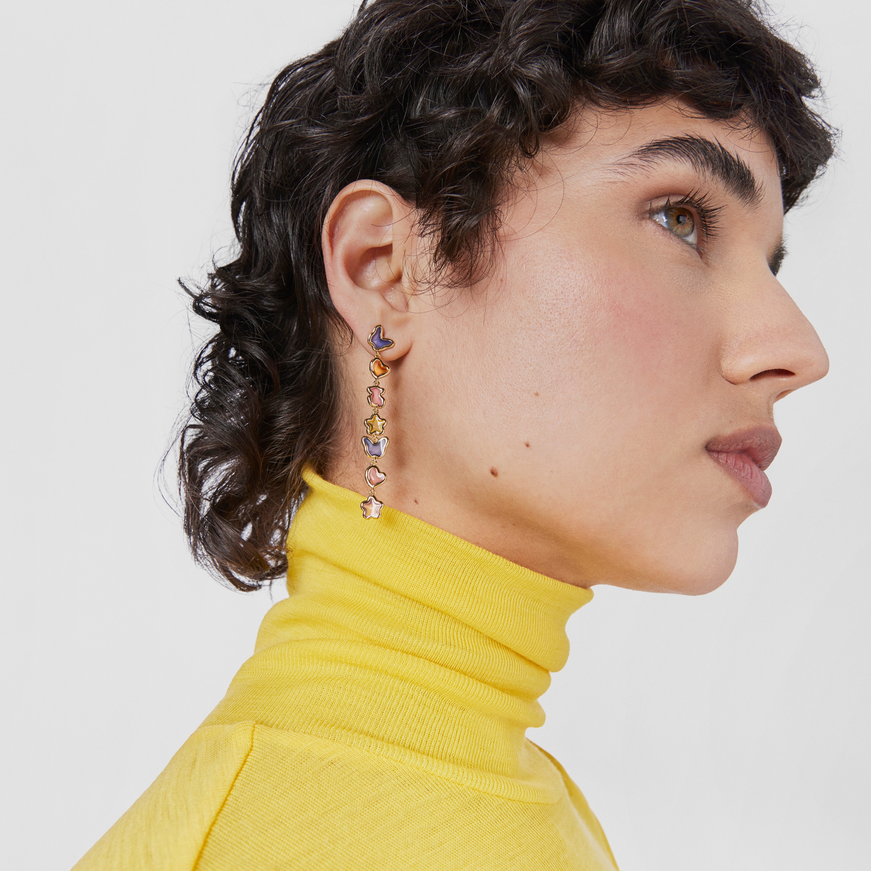 Large silver vermeil Gregal loose earring with motifs