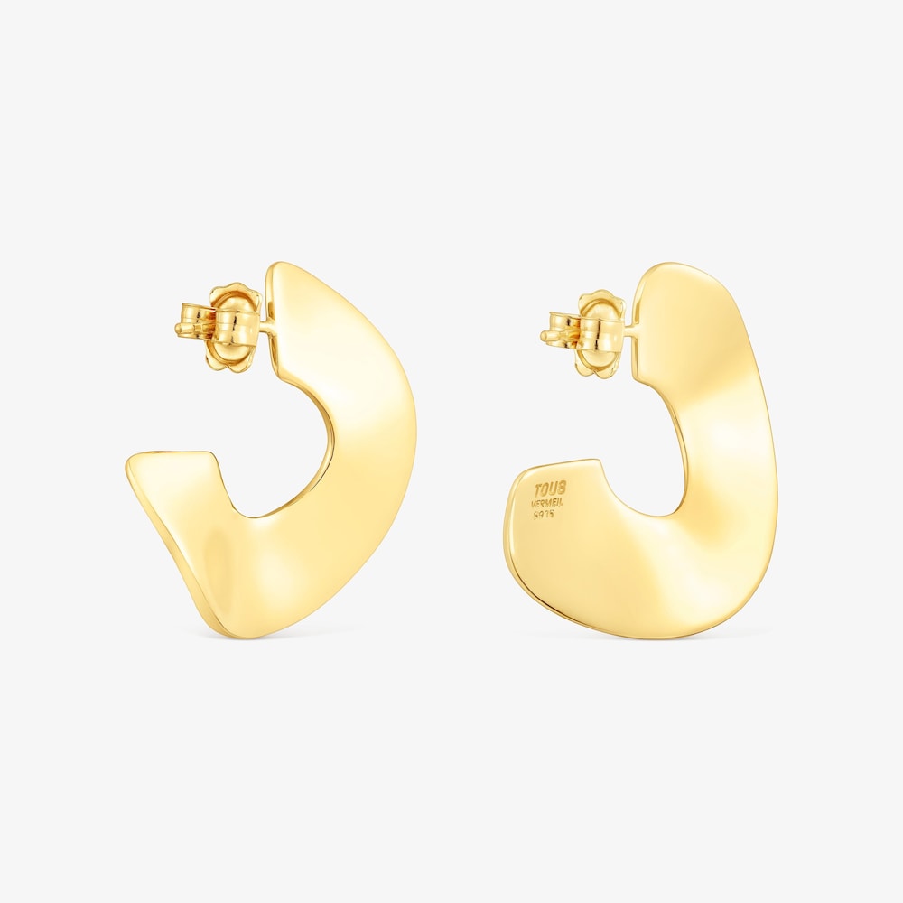 Pendientes aro grandes con ba&ntilde;o de oro 18 kt sobre plata Gregal