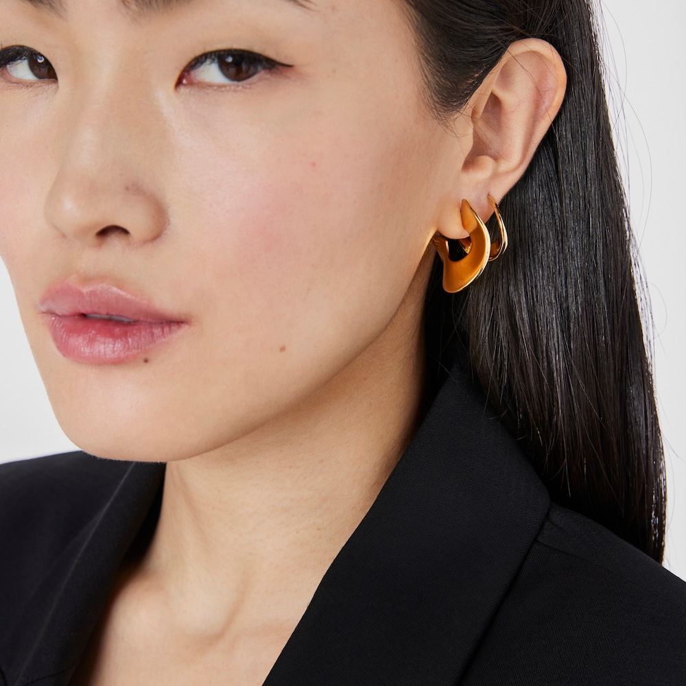 Pendientes aro grandes con ba&ntilde;o de oro 18 kt sobre plata Gregal