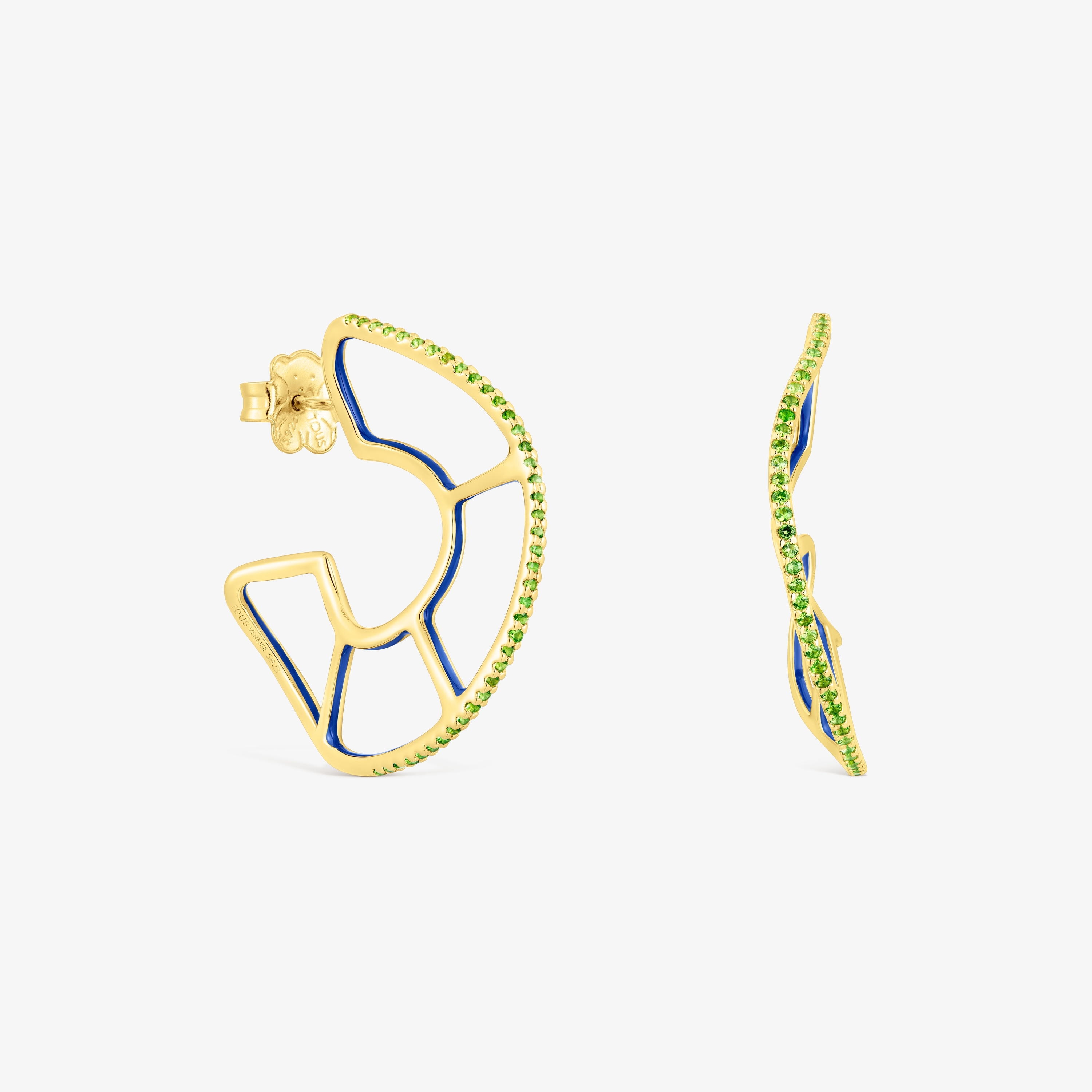 Silver vermeil Gregal hoop earrings with chrome diopside