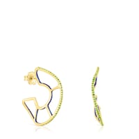 Pendientes aro con baño de oro 18 kt sobre plata y cromodiópsido Gregal