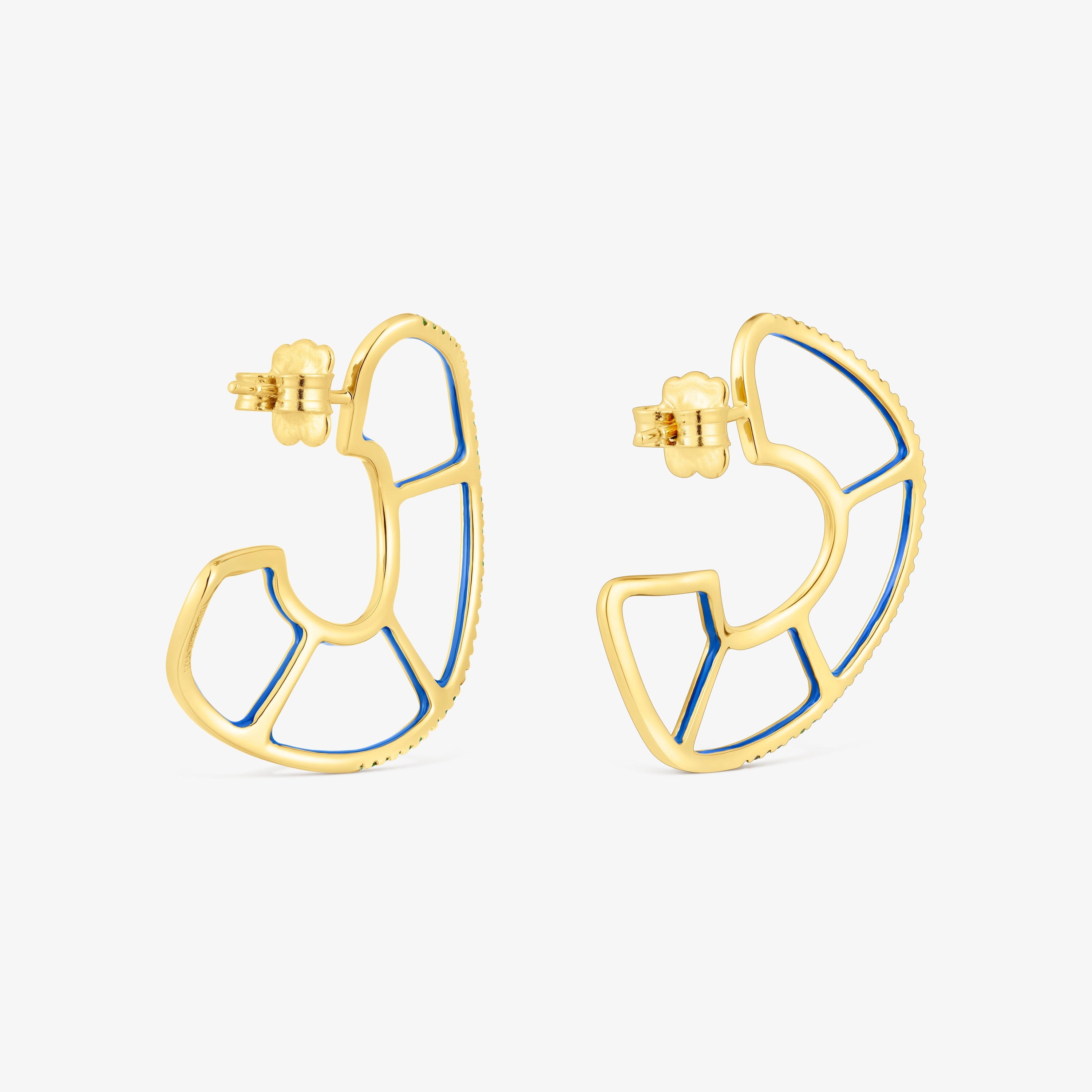 Silver vermeil Gregal hoop earrings with chrome diopside