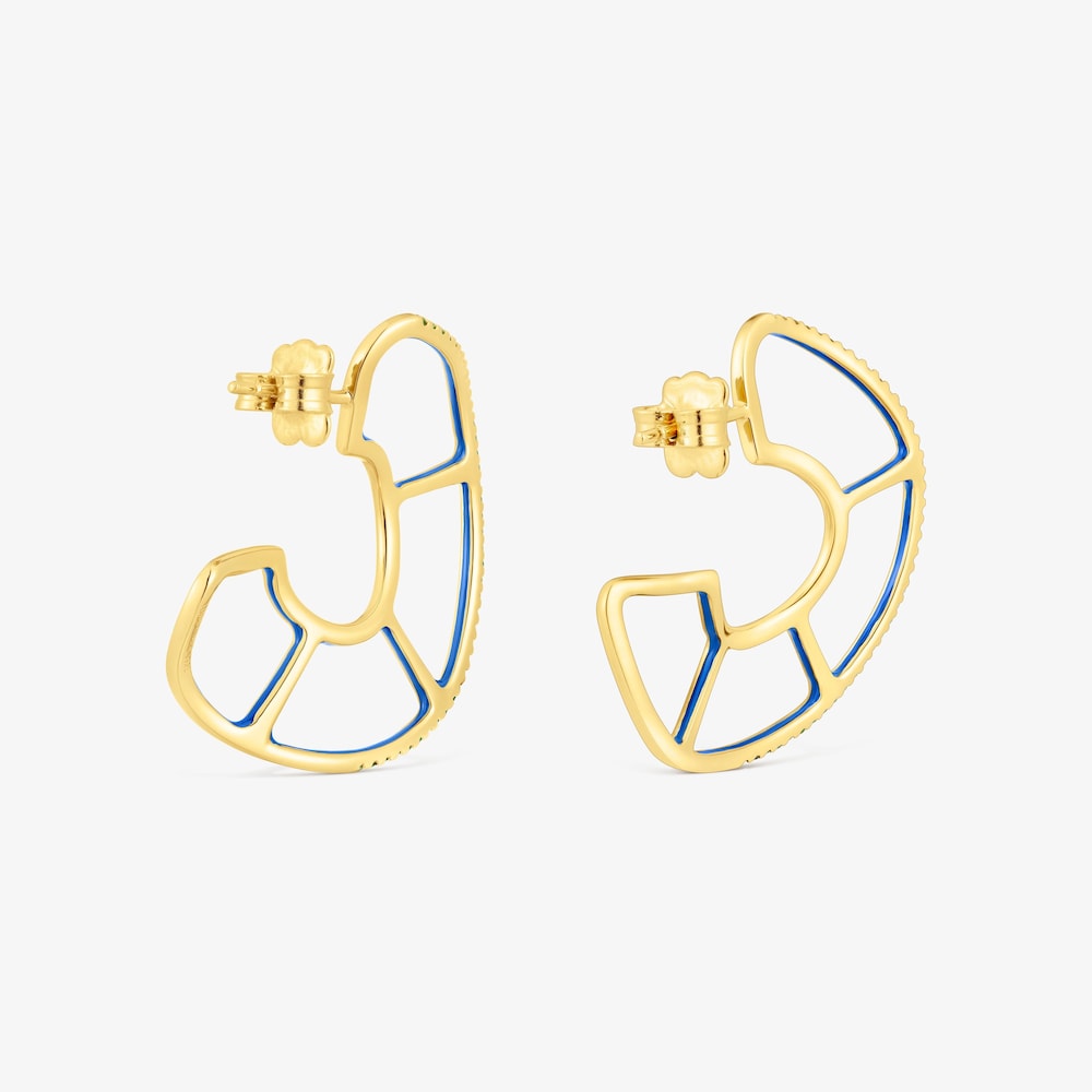 Pendientes aro con ba&ntilde;o de oro 18 kt sobre plata y cromodi&oacute;psido Gregal