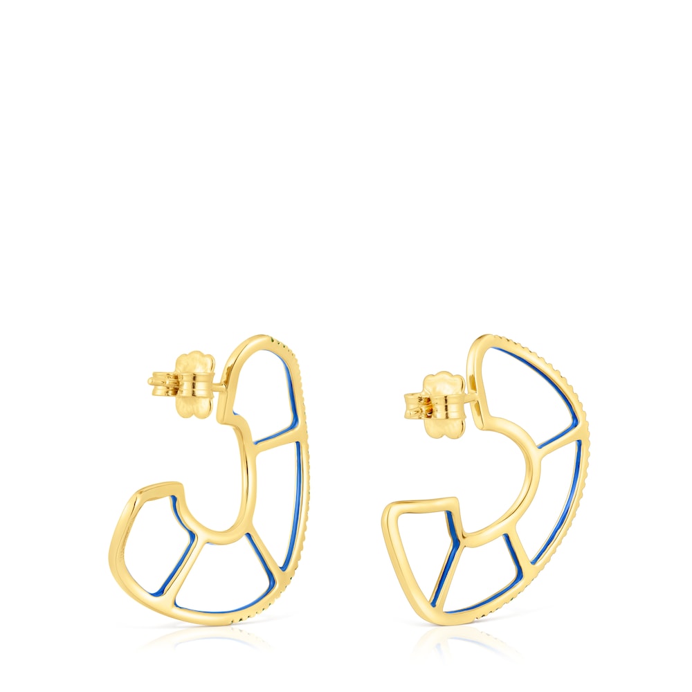 Pendientes aro con baño de oro 18 kt sobre plata y cromodiópsido Gregal image number 2