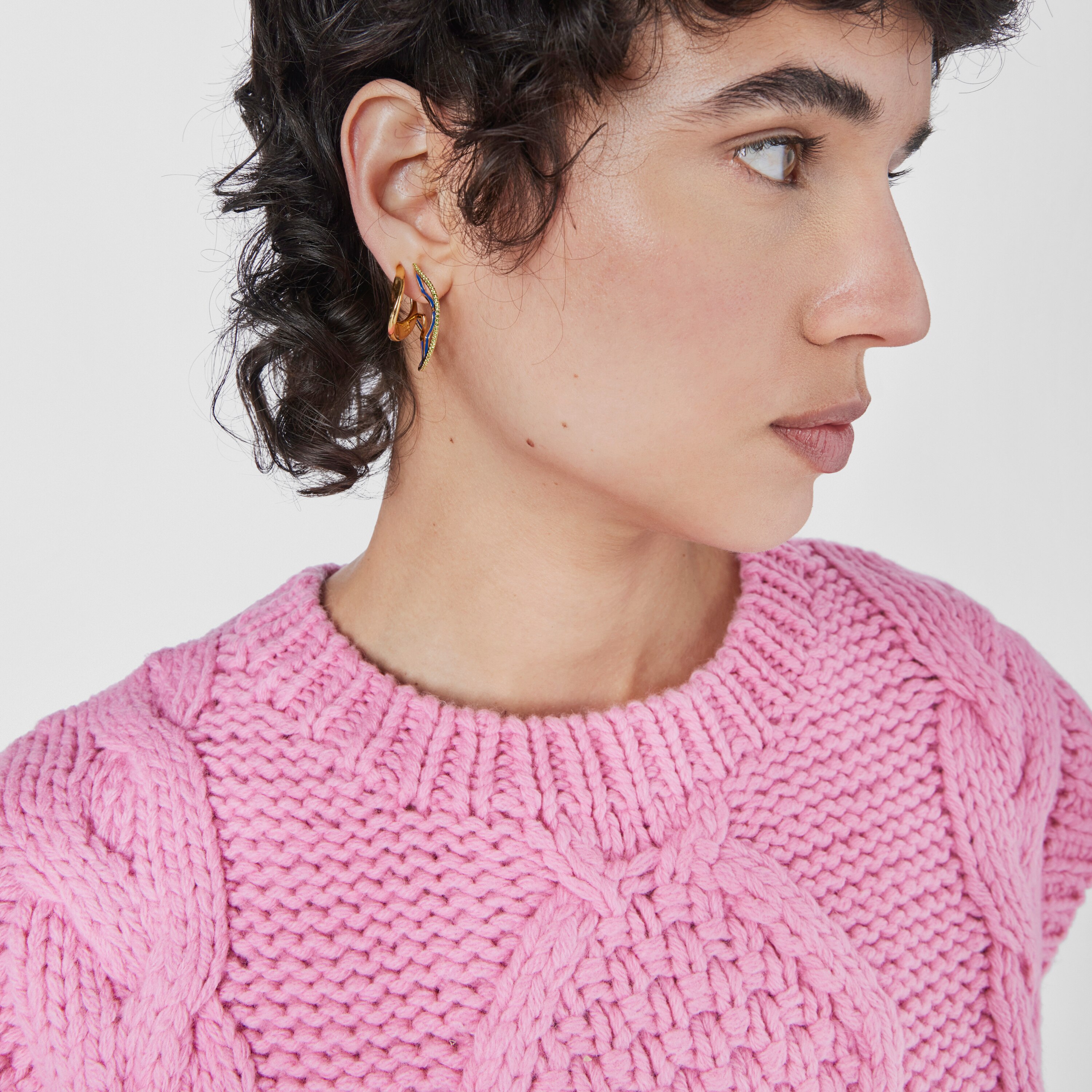 Silver vermeil Gregal hoop earrings with chrome diopside