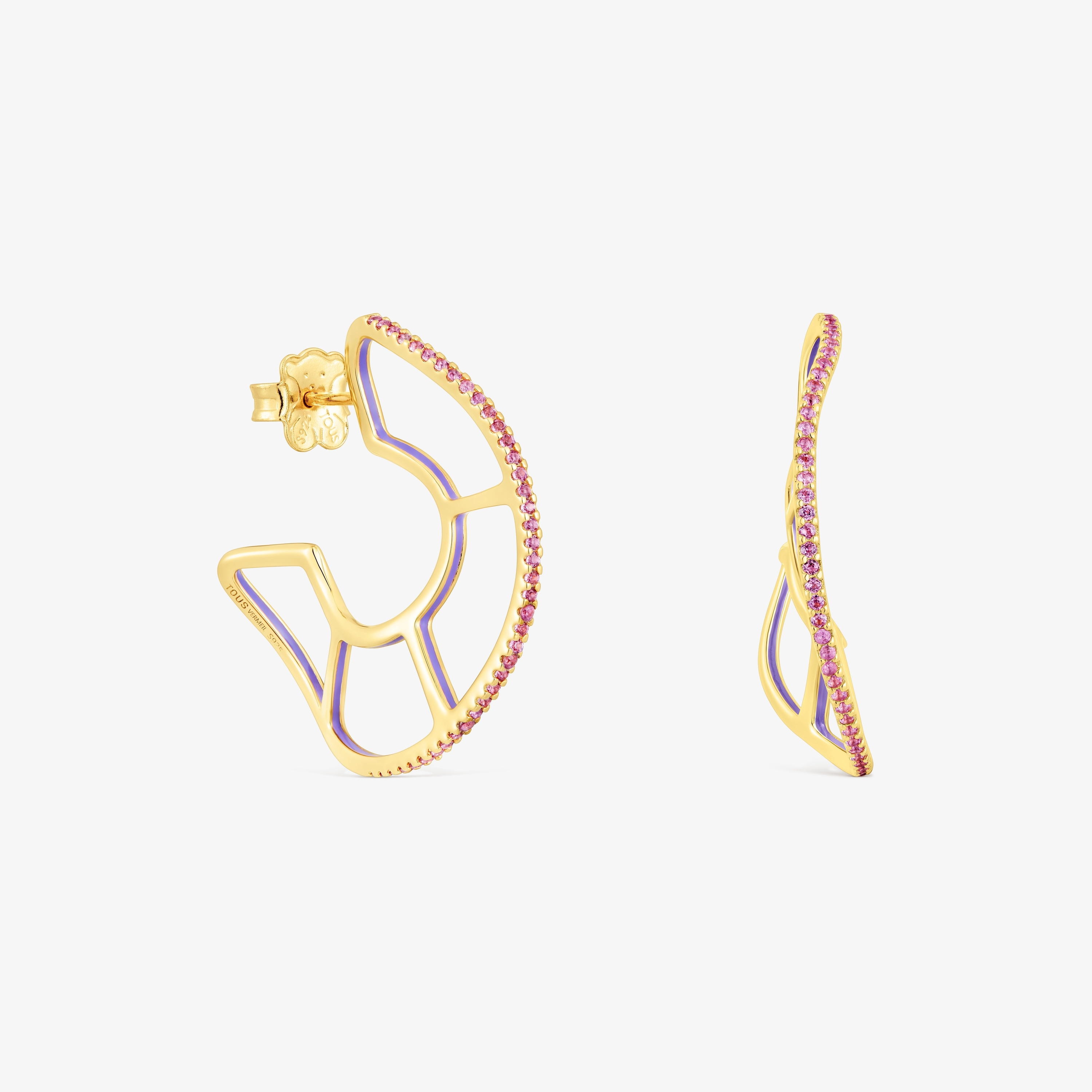 Silver vermeil Gregal hoop earrings with rhodolites