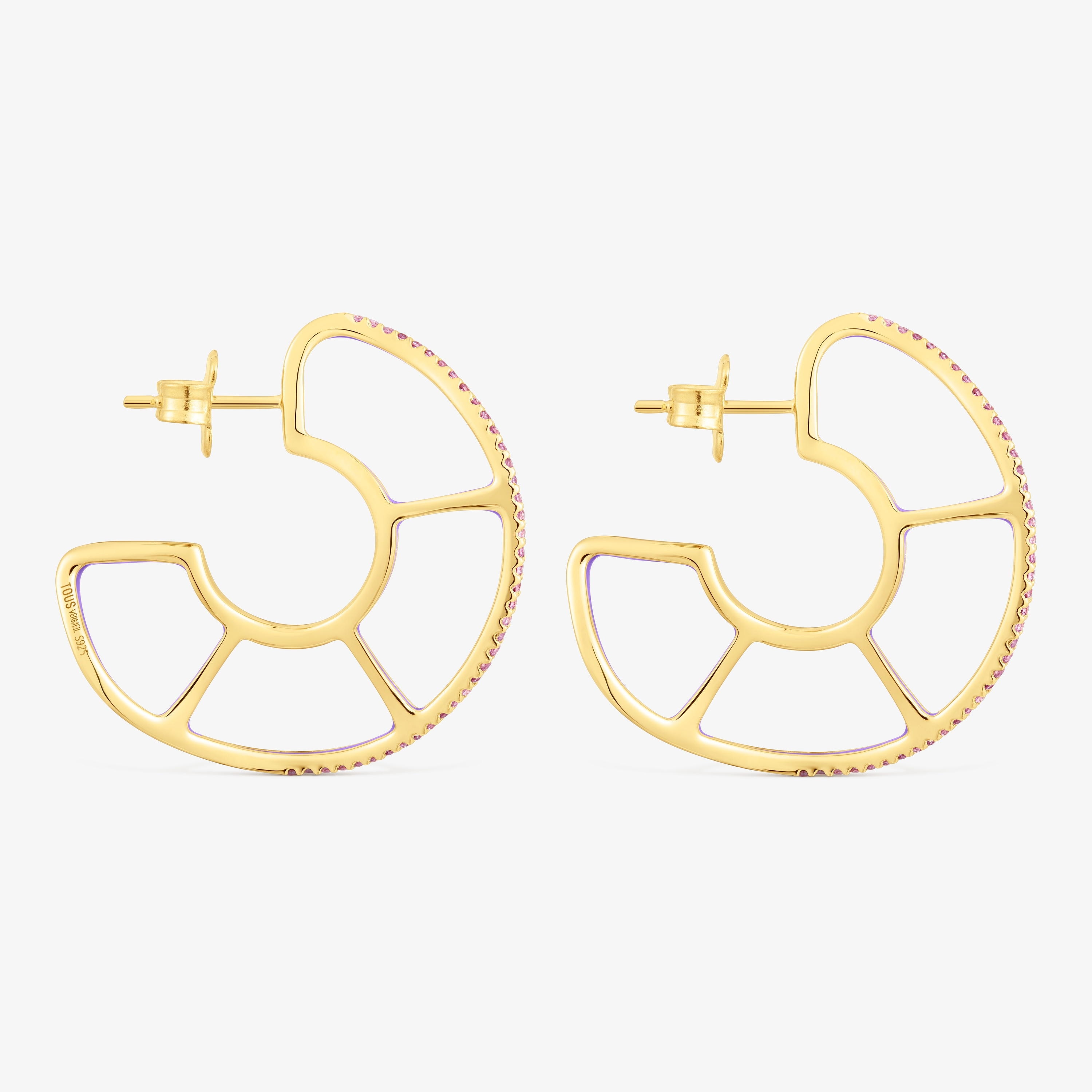 Silver vermeil Gregal hoop earrings with rhodolites