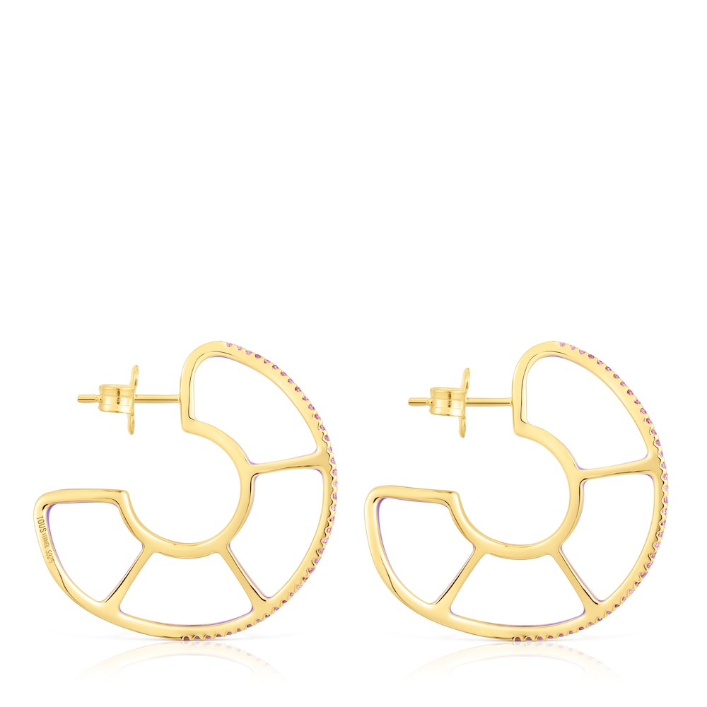 Silver vermeil Gregal hoop earrings with rhodolites image number 1