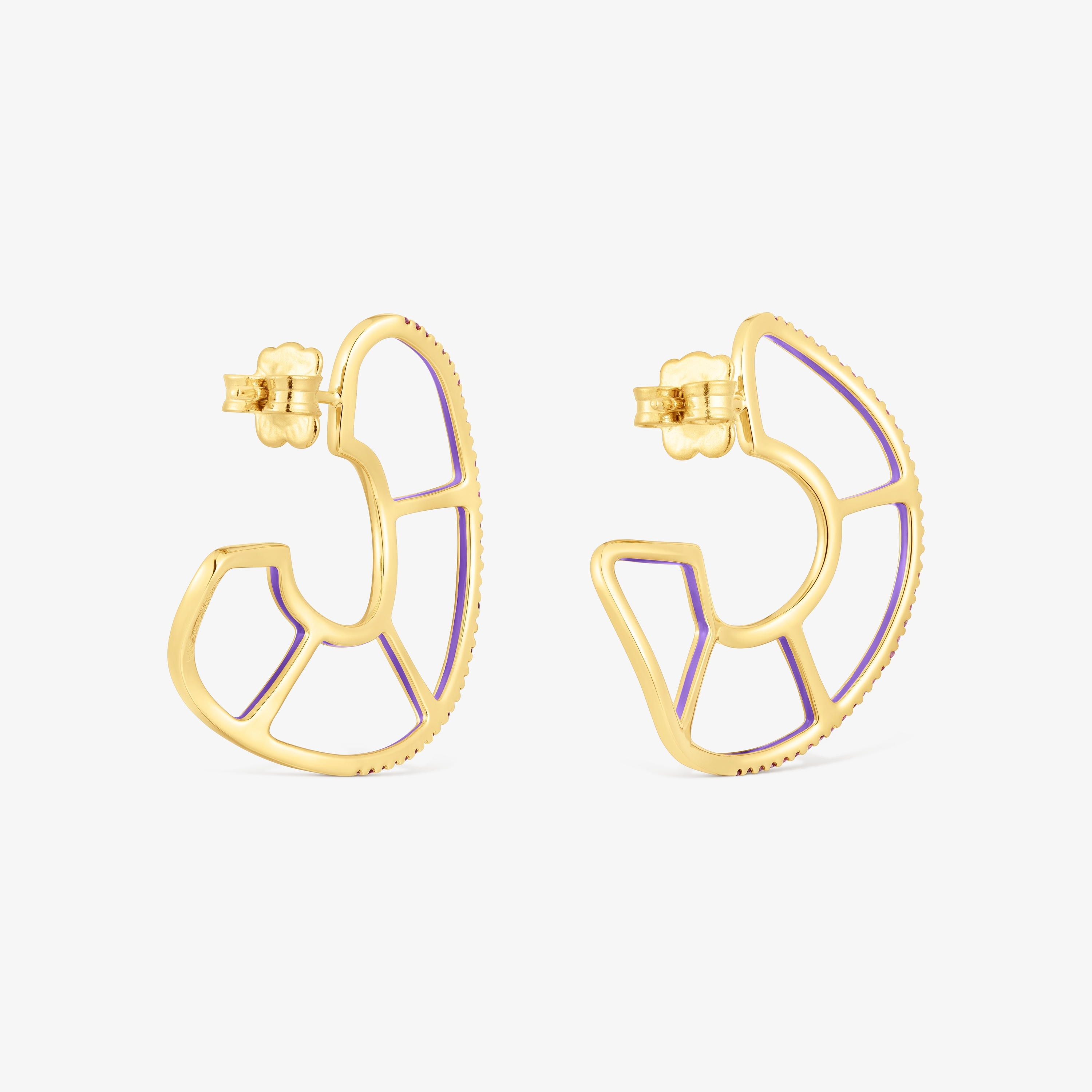 Silver vermeil Gregal hoop earrings with rhodolites
