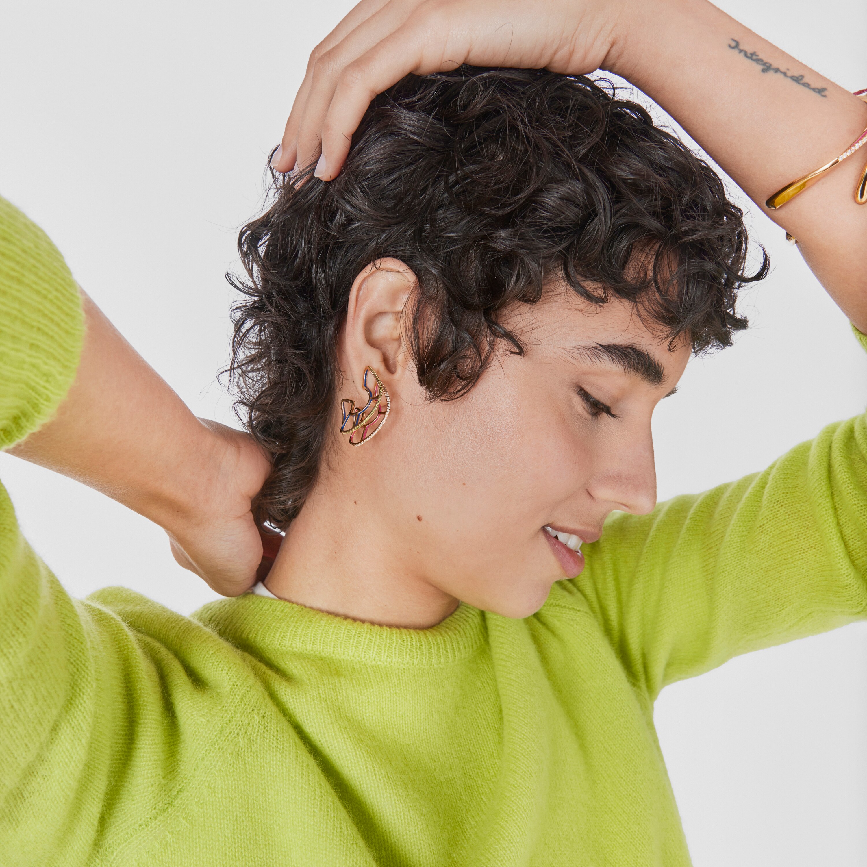 Silver vermeil Gregal hoop earrings with topazes