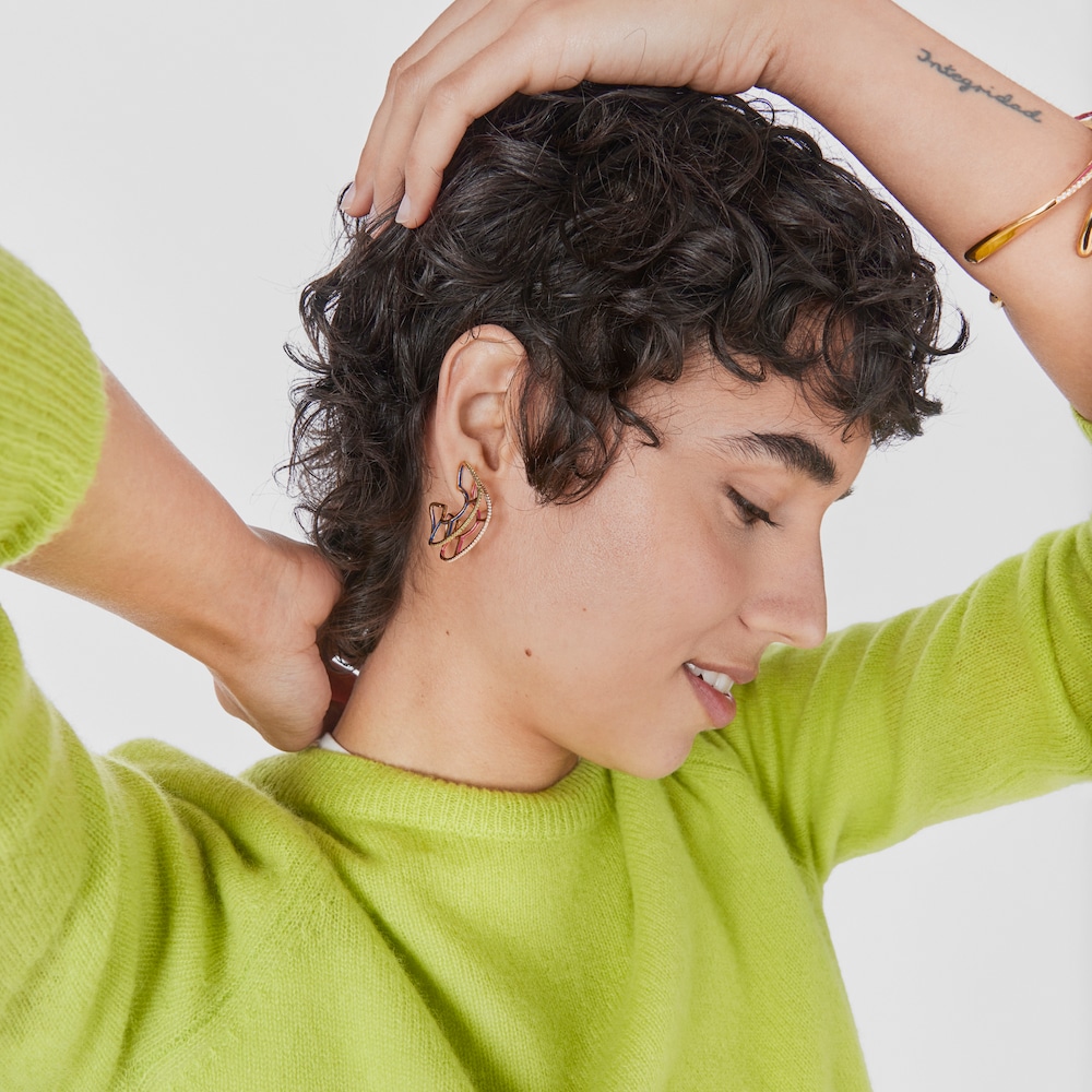 Silver vermeil Gregal hoop earrings with topazes