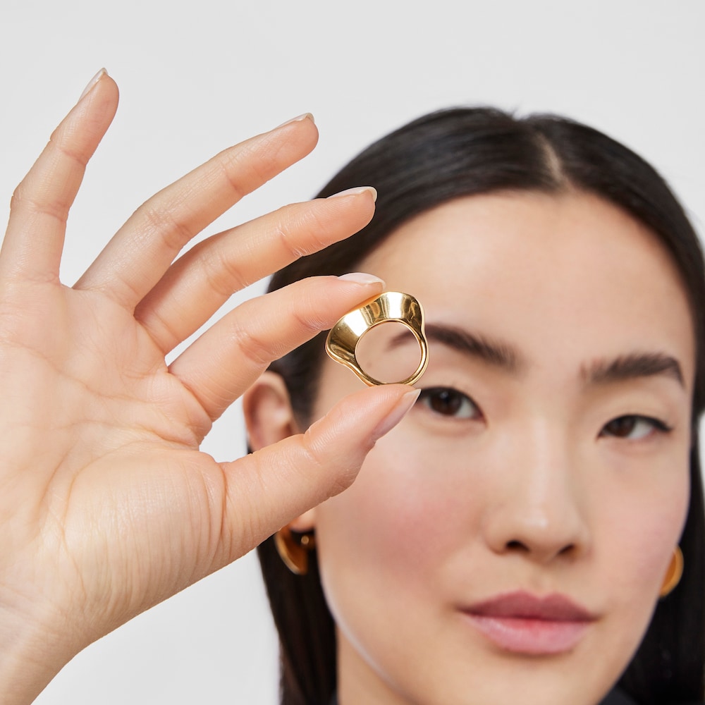 Anillo grande de plata vermeil Gregal