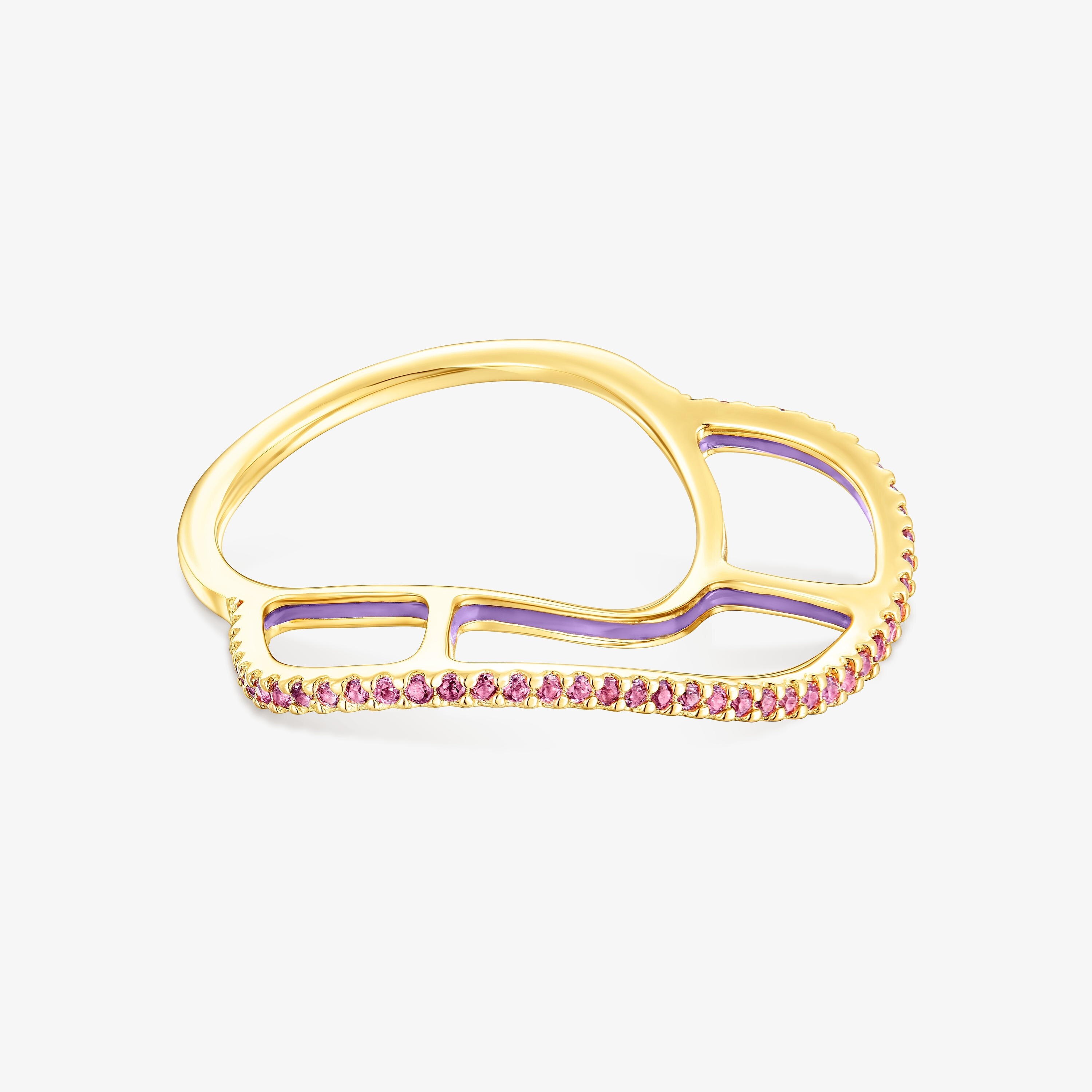 Silver vermeil Gregal ring with rhodolites