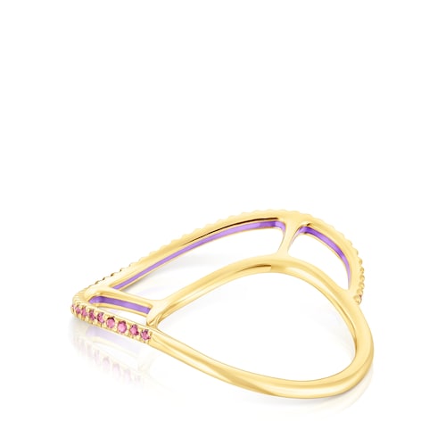 Silver vermeil Gregal ring with rhodolites