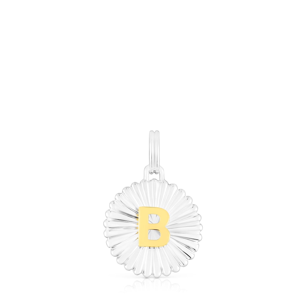 Silver and silver vermeil TOUS Alphabet letter B medallion Pendant image number 0