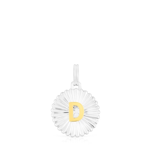 Silver and silver vermeil TOUS Alphabet letter D medallion Pendant image number 0