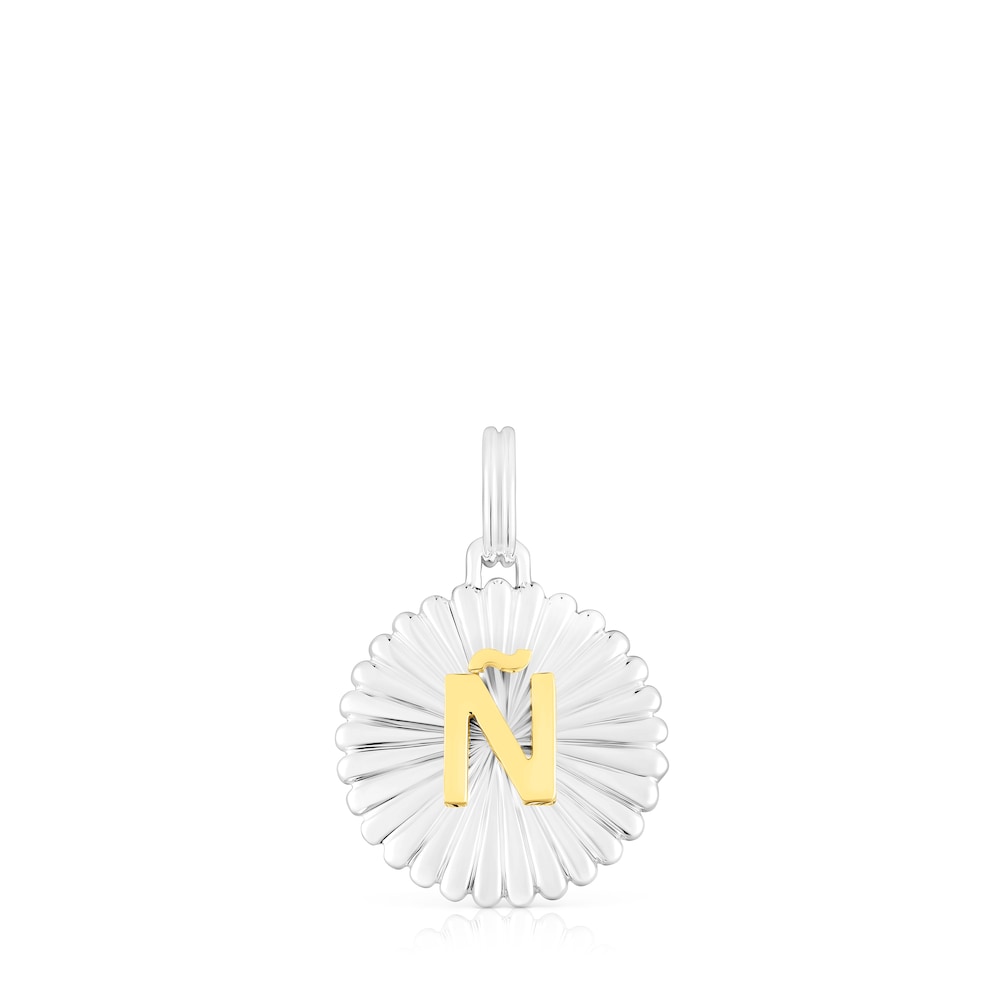 Silver and silver vermeil TOUS Alphabet letter Ñ medallion Pendant image number 0