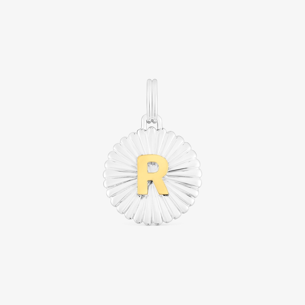 Dije medalla letra R de plata y plata con ba&ntilde;o de oro 18 kt sobre plata TOUS Alphabet