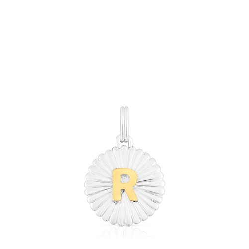 Silver and silver vermeil TOUS Alphabet letter R medallion Pendant