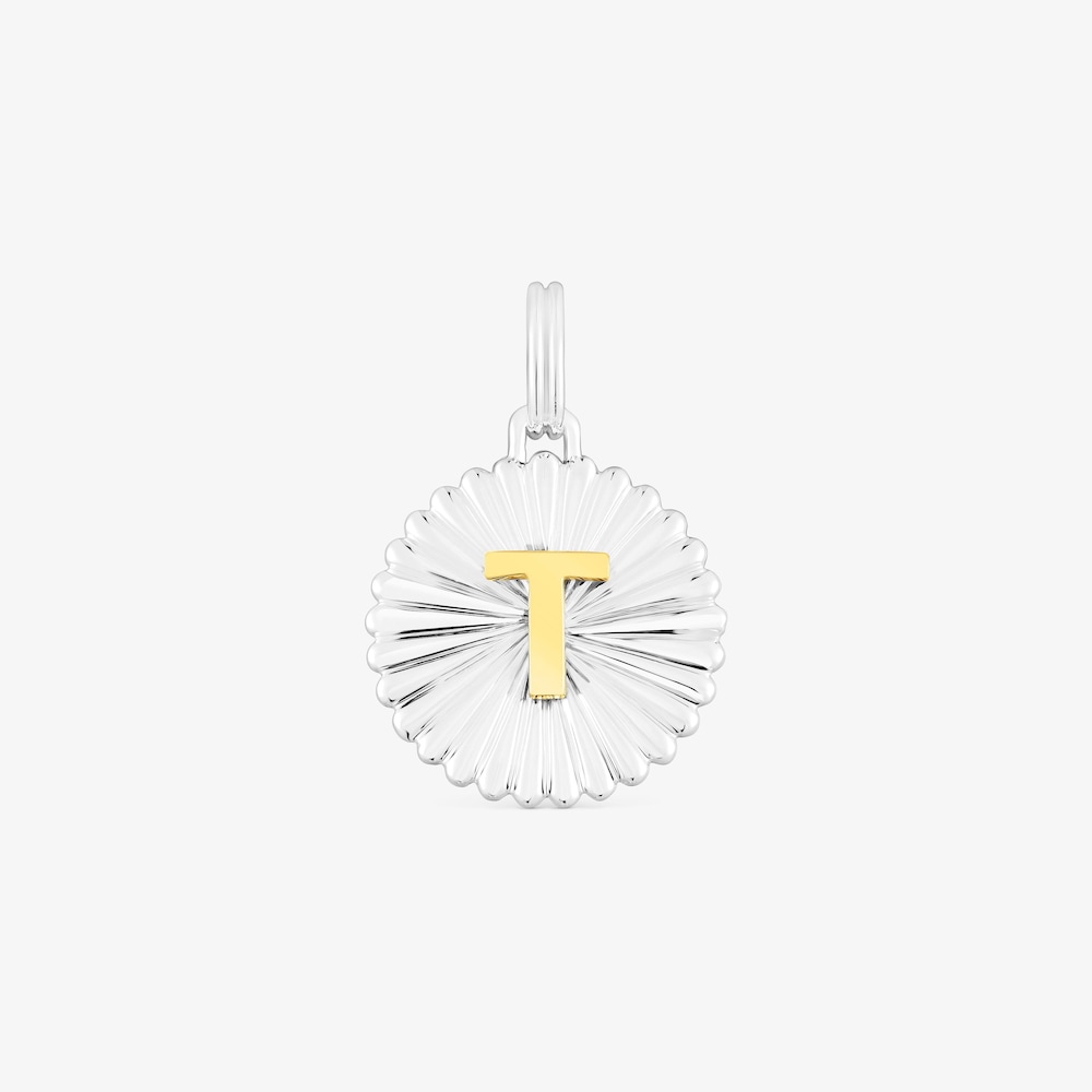 Silver and silver vermeil TOUS Alphabet letter T medallion Pendant