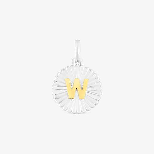 Medailonek s&nbsp;motivem p&iacute;smene W ze stř&iacute;bra a pozlacen&eacute;ho stř&iacute;bra TOUS Alphabet