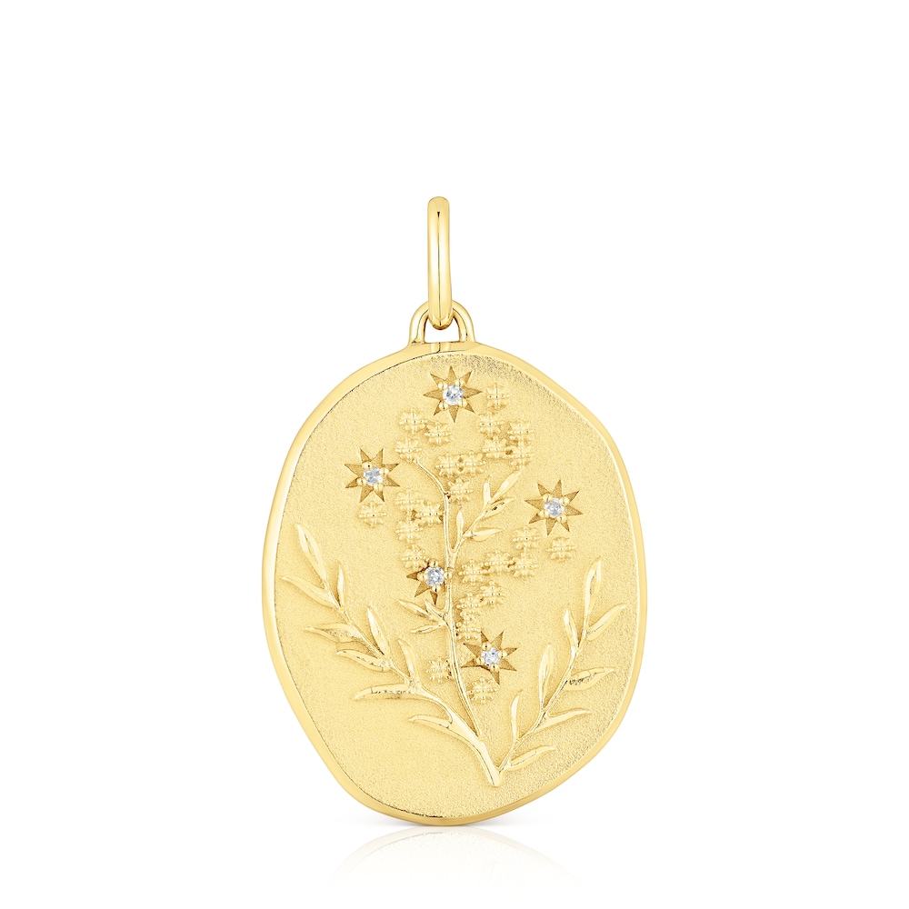 Dije con baño de oro 18 kt sobre plata y diamantes Women Day image number 0