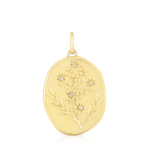 Colgante con baño de oro 18 kt sobre plata y diamantes Women Day