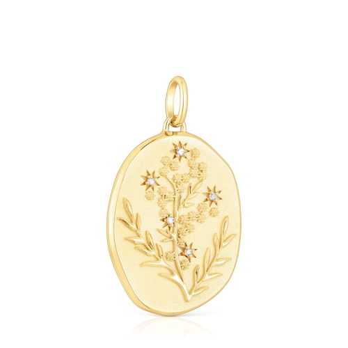 Colgante con baño de oro 18 kt sobre plata y diamantes Women Day