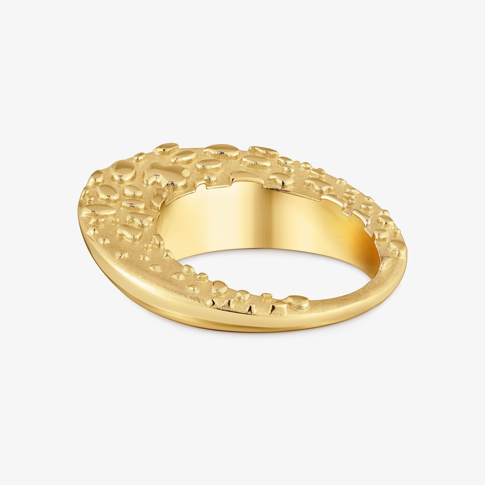 Pierścionek Dybe ze srebra, pozłacany 18-karatowym złotem