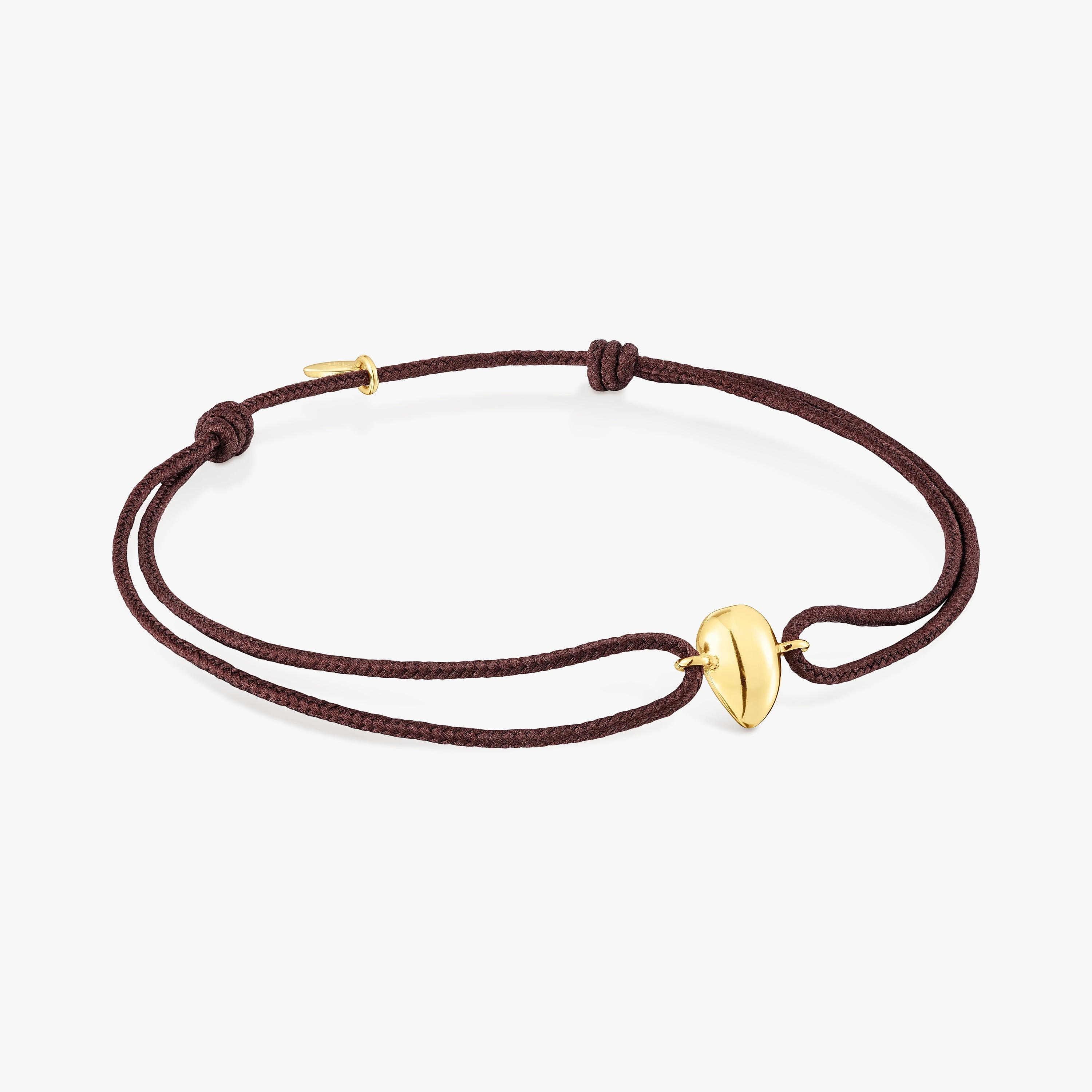18K Solid Gold and brown cord Teardrop bracelet TOUS Balloon
