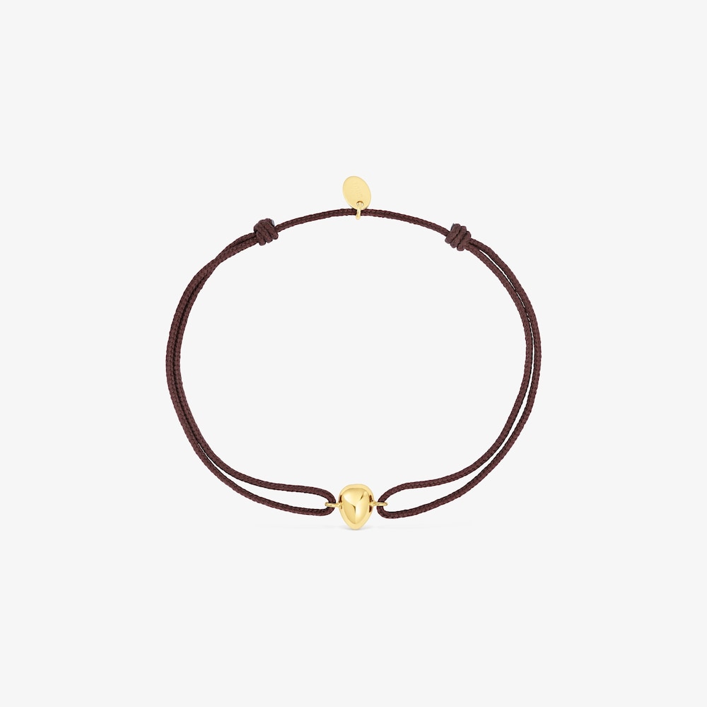 18K Solid Gold and brown cord Teardrop bracelet TOUS Balloon