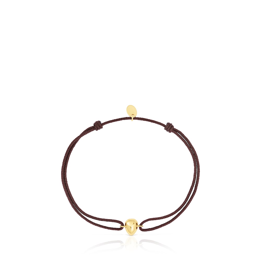 Pulsera lágrima de oro y cordón marrón TOUS Balloon image number 1