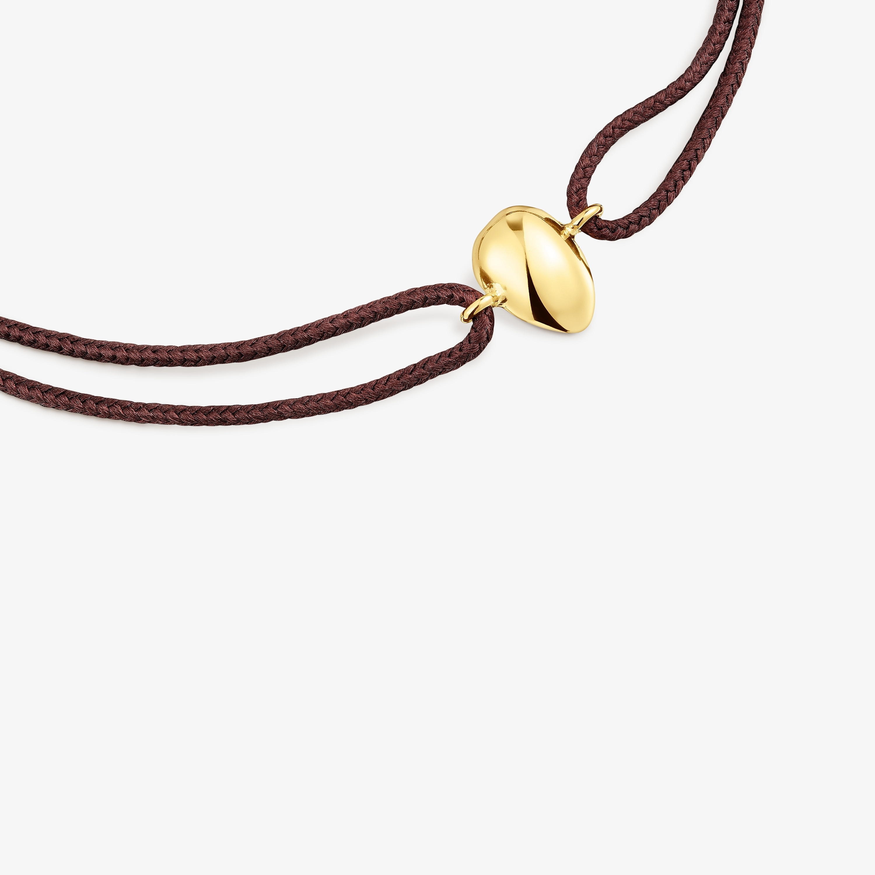 18K Solid Gold and brown cord Teardrop bracelet TOUS Balloon
