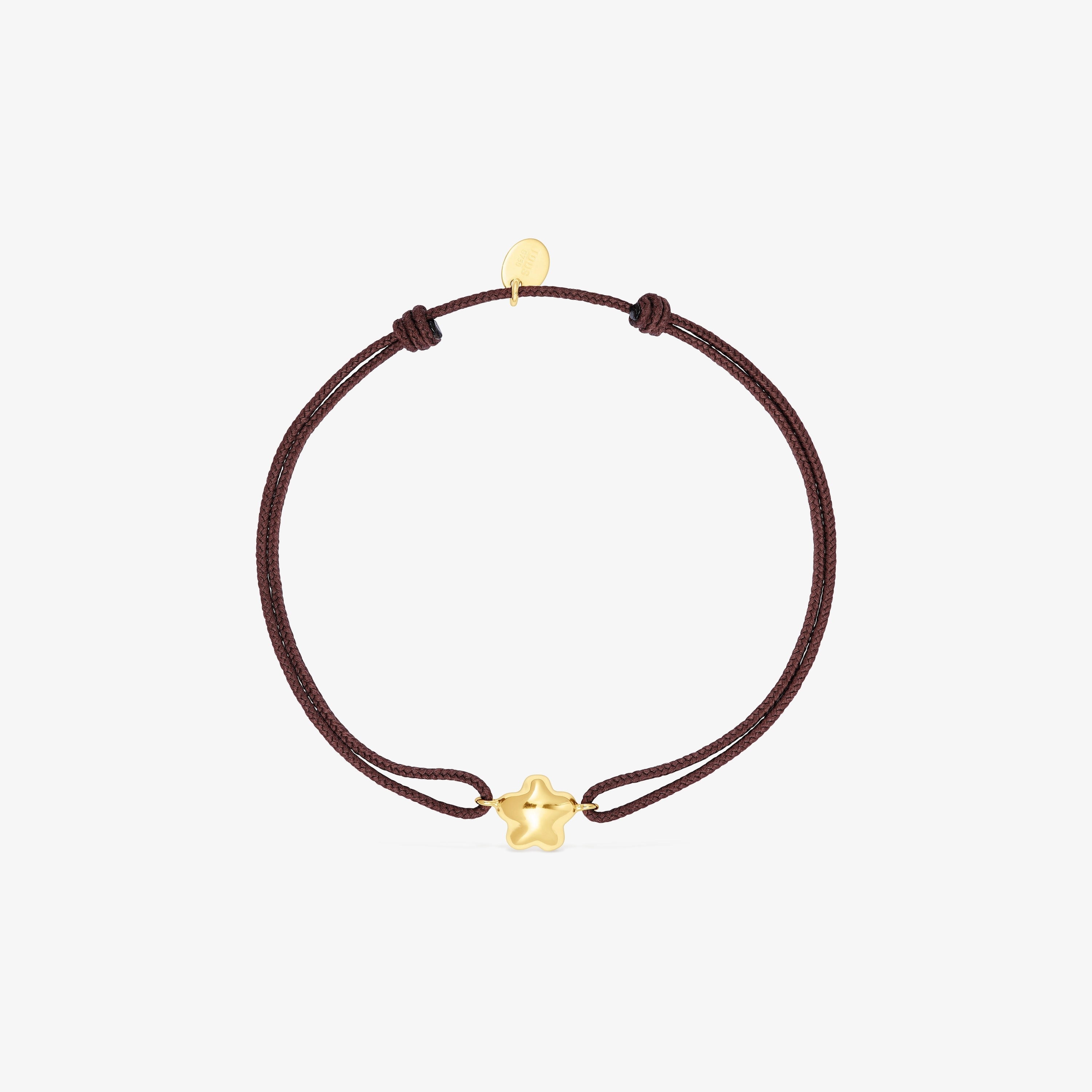 18K Solid Gold and brown cord Flower bracelet TOUS Balloon