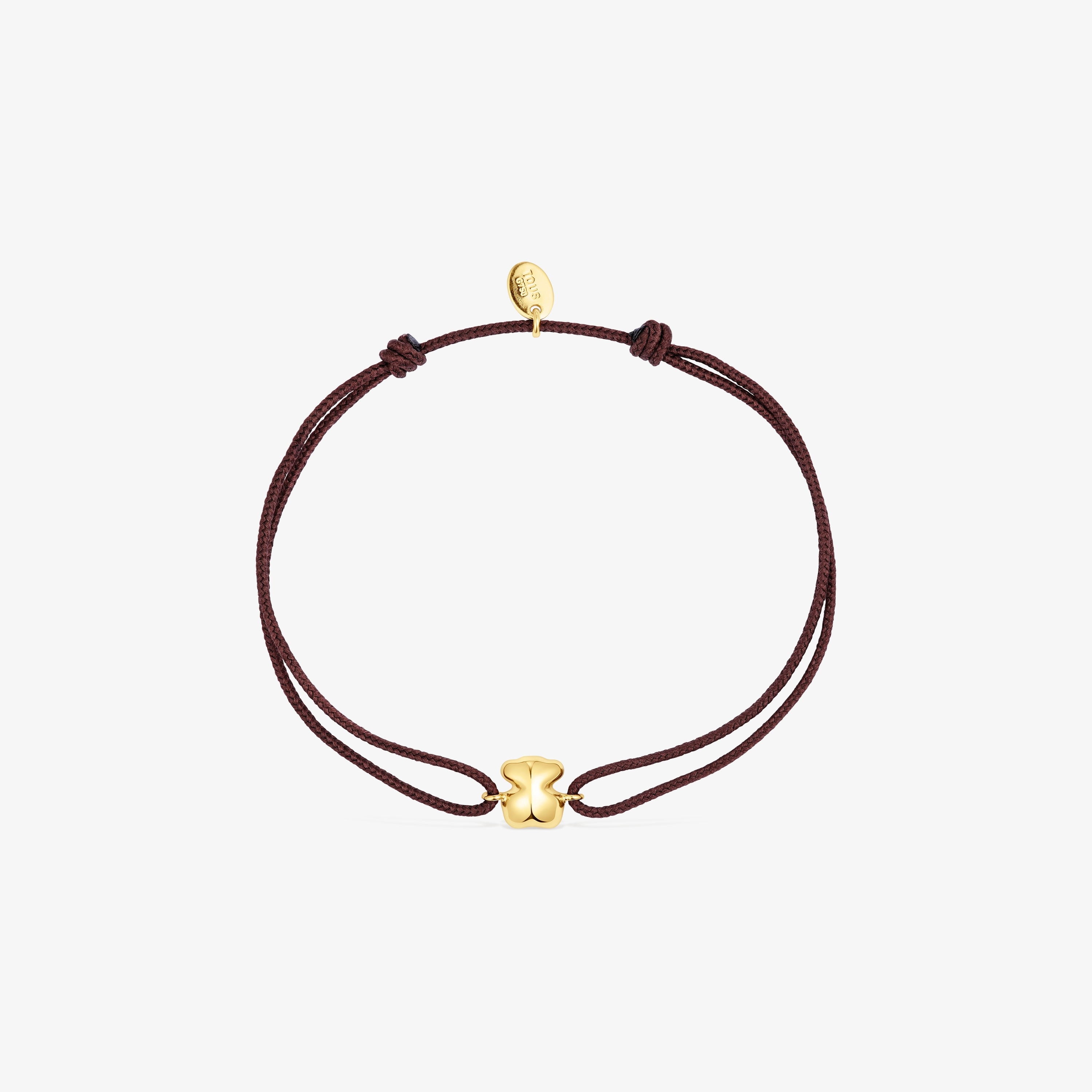 18K Solid Gold and brown cord Bear bracelet TOUS Balloon