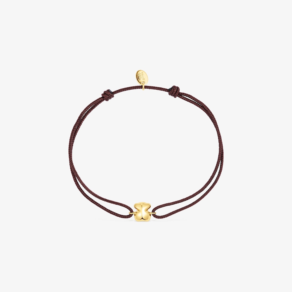 18K Solid Gold and brown cord Bear bracelet TOUS Balloon