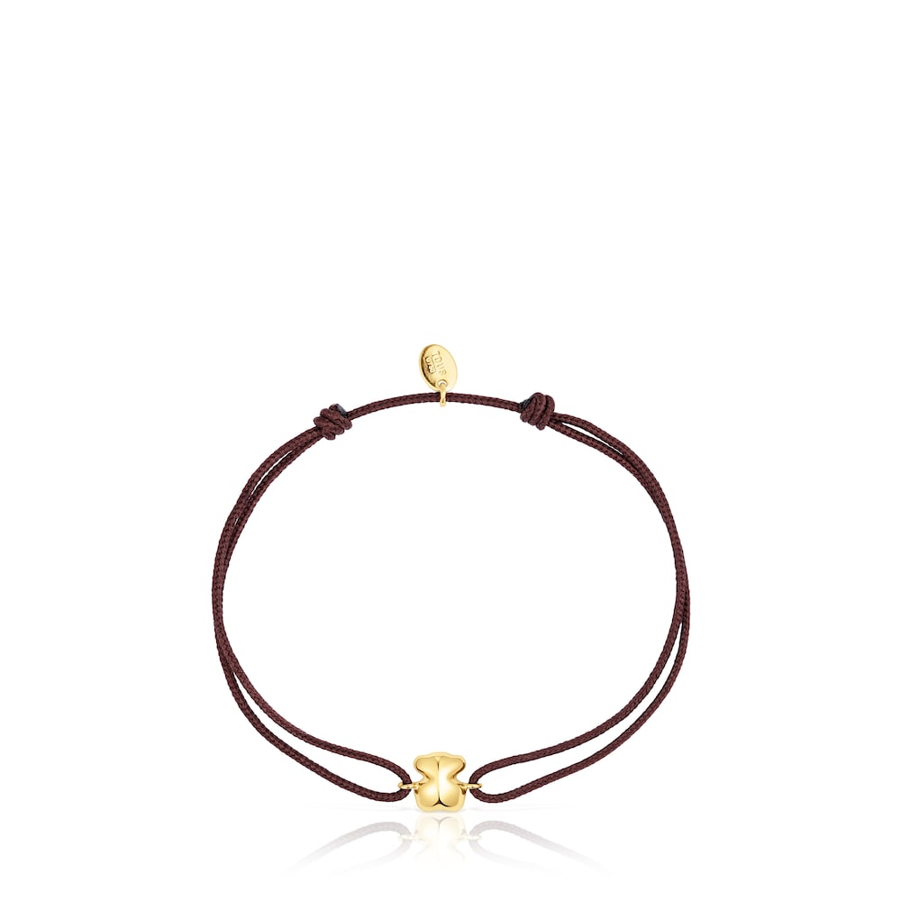 Pulsera oso de oro y cordón marrón TOUS Balloon Pulsera oso de oro y cordón marrón TOUS Balloon