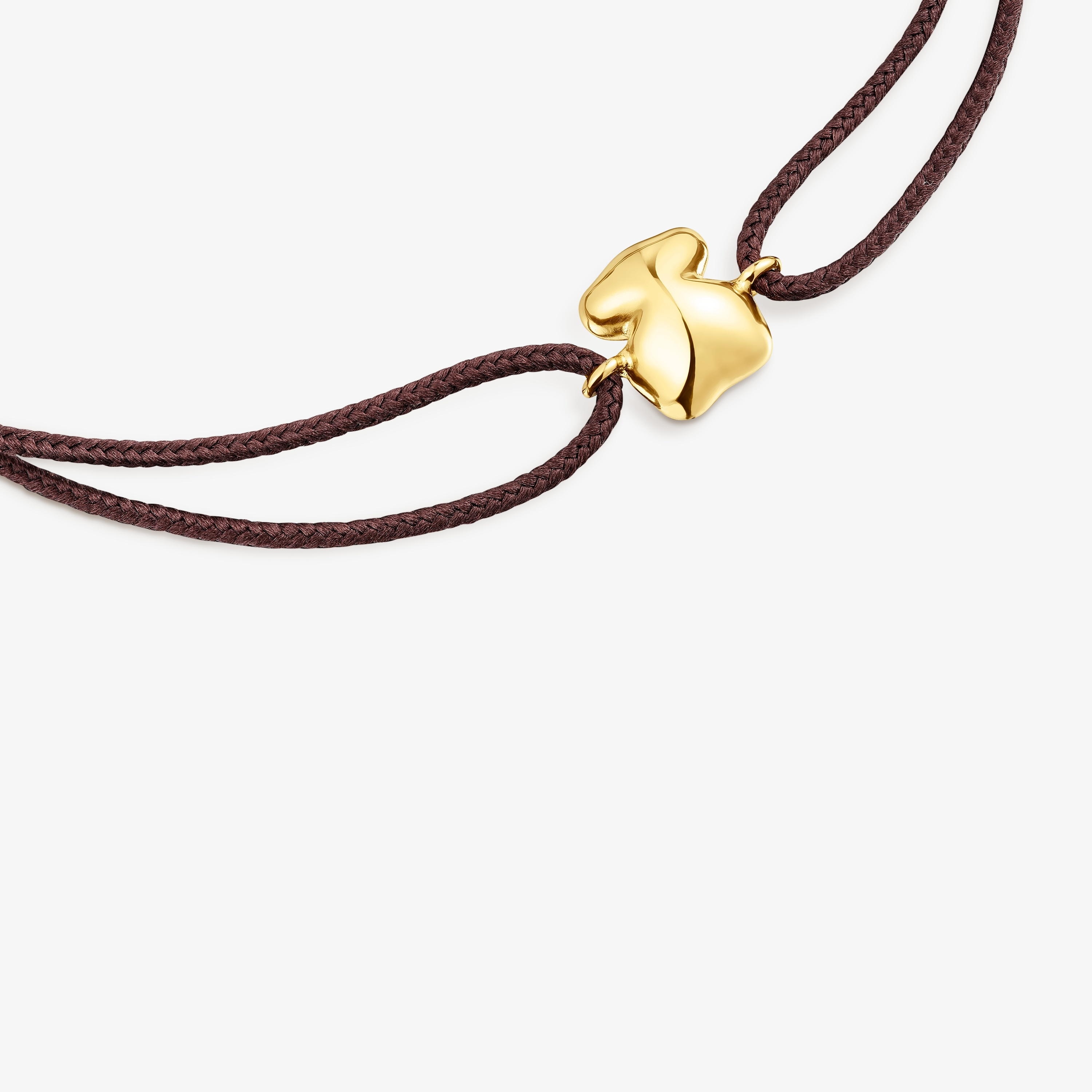 18K Solid Gold and brown cord Bear bracelet TOUS Balloon
